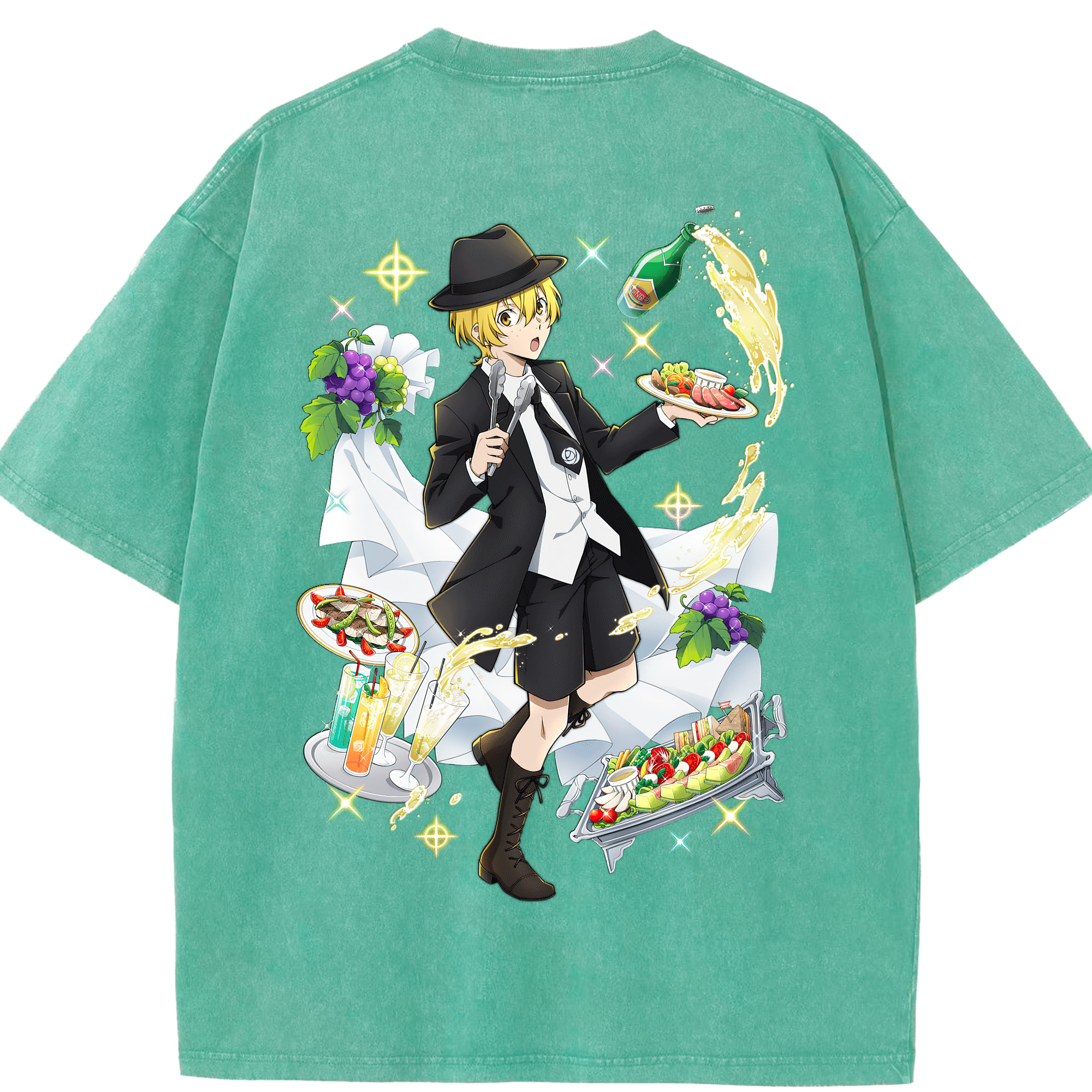 （画像用） 文豪ストレイドッグス Bungo Stray Dogs 綿100% ヴィンテージ風 半袖Tシャツ（背面プリント）